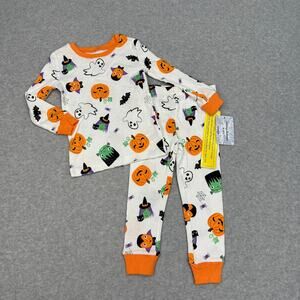 Tommy Bahama 2-Piece Halloween Pajama Set Kids 24M White Ghost Pumpkin Print 2T